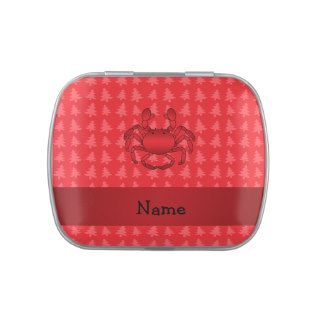 Personalized name crab red christmas trees jelly belly tin