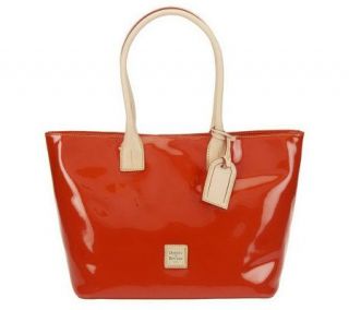 Dooney & Bourke Patent Leather Double Handle Small Shopper w/ Plated Logo —