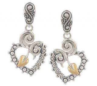 Barbara Bixby Vine and Leaf Heart Earrings Sterling/18K —