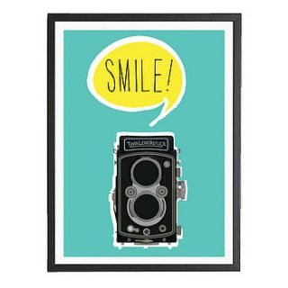 'smile' vintage style camera art print by moha london