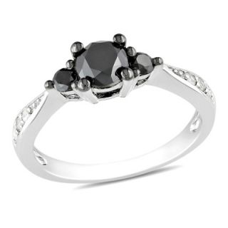 CT. T.W. Enhanced Black and White Diamond Three Stone Engagement