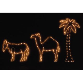 Holiday Lighting Specialists Standing Camel, Donkey & Palm Tree