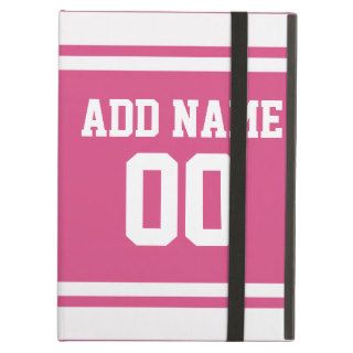 Sports Jersey with Name and Number   Pink White iPad Cover
