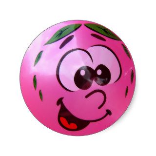 Pink balloon face round stickers