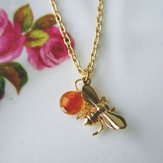 bumbling along bee and amber necklace by eclectic eccentricity