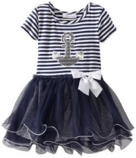 Bonnie Jean Girls 2 6X Anchor Ballerina Dress, Blue, 3T Playwear Dresses Clothing