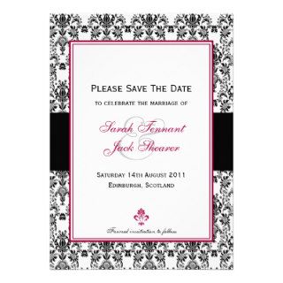 Black & White Damask Save The Date Personalized Invitations