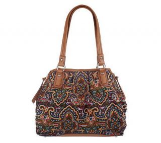 Tignanello Tapestry Canvas Tote Bag w/ZipperDetails —