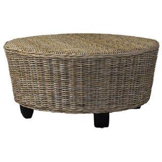 Shop Hotel Caribe Round Ottoman / Coffee Table   Gray Kubu Wicker by Padma's Plantation at the  Furniture Store