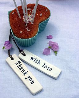 porcelain 'with love' gift tag by corn kist ceramics