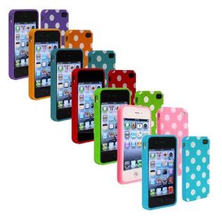 Importer520 Combo 7in1 Colorful Polka Dot Flex Gel TPU Cover Case for Iphone 4 and 4S Cell Phones & Accessories