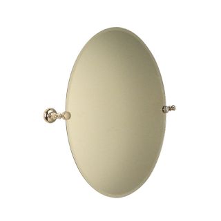 allen + roth Andrews 26.5 in H x 19.5 in W Oval Tilting Frameless Bathroom Mirror with Polished Nickel Hardware and Beveled Edges