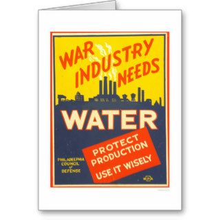 War Industry Water WWII 1943 WPA Greeting Cards