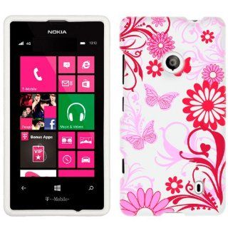 Nokia Lumia 521 Pink Butterfly on White Phone Case Cover Cell Phones & Accessories