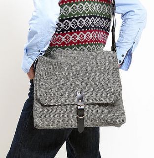 manbag/laptop bag in harris tweeds by catherine aitken