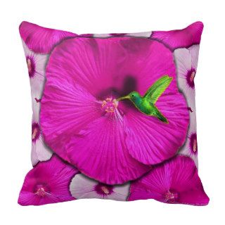 Hummingbird and Hibiscus American MoJo Pillow