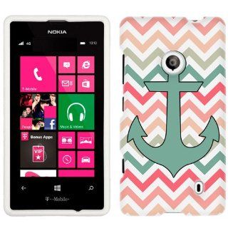 Nokia Lumia 521 Anchor Chevron Peach Pink Green Red Pattern Phone Case Cover Cell Phones & Accessories
