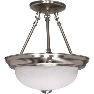 11.375 in W Brushed Nickel Frosted Glass Semi Flush Mount Light
