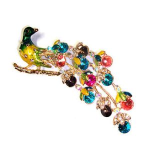 large diamante peacock statement brooch by hannah makes things