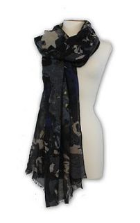 dark floral design scarf by miss shorthair