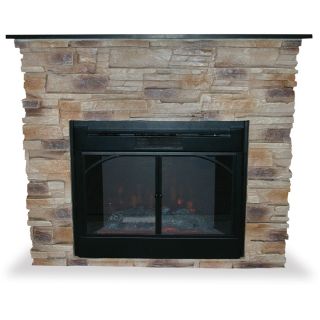 UniFlame 45.3 in W Natural Stone  Tan Electric Fireplace with Remote Control