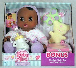 Newborn Baby Alive Sip 'N Snooze African American Doll in Purple Toys & Games