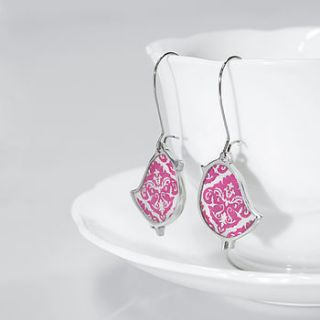 damask bird drop earrings by very beryl