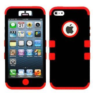 Importer520 Hybrid Black/ Red Total Defense Faceplate Hard Plastic Protector Snap On Cover Case For Apple iPhone 5 Cell Phones & Accessories