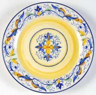 Pier 1 Mirandela Salad Plate, Fine China Dinnerware   Blue,Green,Orange Scrolls,