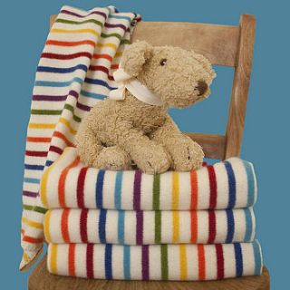 paintbox multi stripe lambswool baby blanket by tuppence and crumble