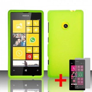 NOKIA LUMIA 521 SOLID NEON GREEN RUBBERIZED COVER SNAP ON HARD CASE + SCREEN PROTECTOR from [ACCESSORY ARENA] Cell Phones & Accessories