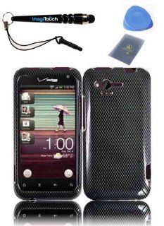 IMAGITOUCH(TM) 4 Item Combo For HTC Rhyme Bliss 6330 Snap On Hard Shell Case Cover Phone Protector Faceplate   Carbon Fiber (Stylus Pen, ESD Shield Bag, Pry Tool, Phone Cover) Cell Phones & Accessories