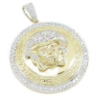 Mens 10k Yellow gold Versace medusa diamond pendant LP528Y Jewelry