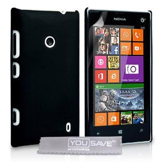 Yousave Accessories Nokia Lumia 525 Case Black Hard Hybrid Cover Cell Phones & Accessories