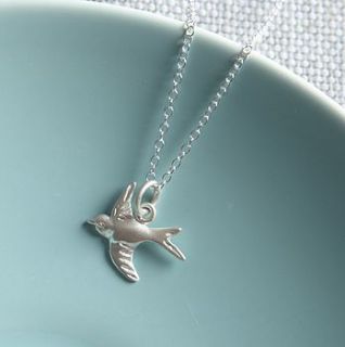 silver tiny bird necklace by lily charmed