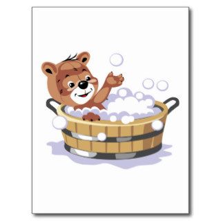 cute bubble bath bear post card