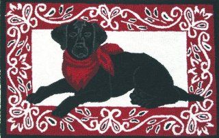 4 Black Labrador Hand Hooked Rectangular Door Mats 22" x 34"   Handmade Rugs