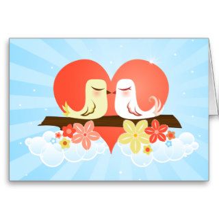 Love Birds   Blue Greeting Card