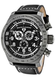 Swiss Legend 22828 GM 01  Watches,Mens SL Pilot Chronograph Black Dial Gunmetal IP Case Black Leather, Chronograph Swiss Legend Quartz Watches