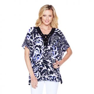 Slinky® Brand Printed Caftan with Lace up Detail