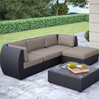 Corliving Seattle Curved 5 piece Sofa With Chaise Lounge Patio Set