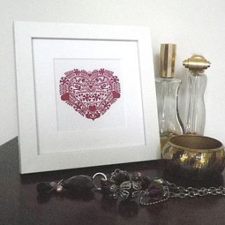 miniature romantic heart love token print by glyn west design