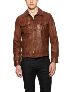 Shank Button Trucker Leather Jacket by Levis Outerwear