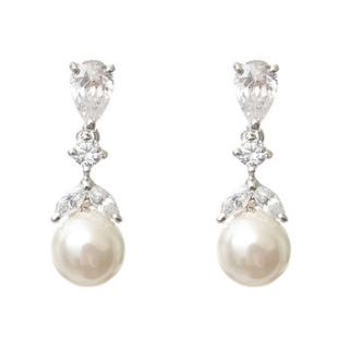 iris pearl and crystal drop earrings by chez bec