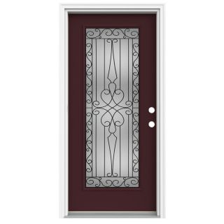 ReliaBilt Full Lite Decorative Currant Inswing Fiberglass Entry Door (Common 80 in x 32 in; Actual 81.75 in x 33 in)