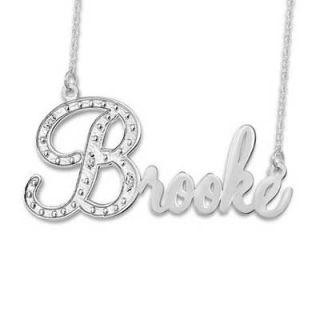 Diamond Accent Name Pendant in Sterling Silver (8 Characters)   Zales
