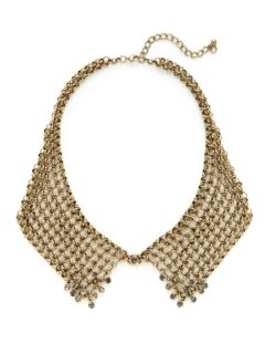 Antique Gold & Crystal Chain Mail Bib Necklace by Leslie Danzis