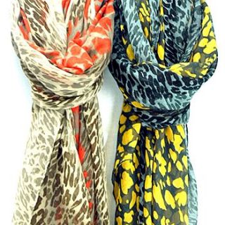 leopard print border scarf by cherry & joy