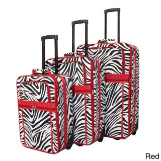 World Traveler Designer Zebra Prints 3 piece Expandable Luggage Set