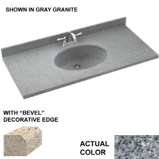 Swanstone Chesapeake 61 in W x 22 in D Gray Granite Solid Surface Integral Single Sink Bathroom Vanity Top